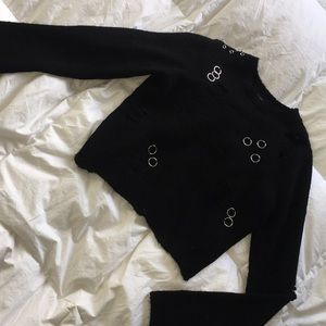 Distressed cropped sweater